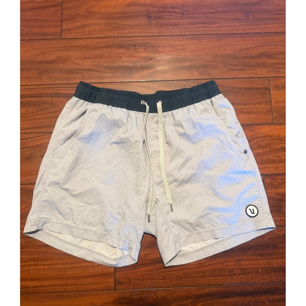 Vuori Banks Shorts Mens Medium Grey Micro Dot Lined Athletic Training Swim 5in